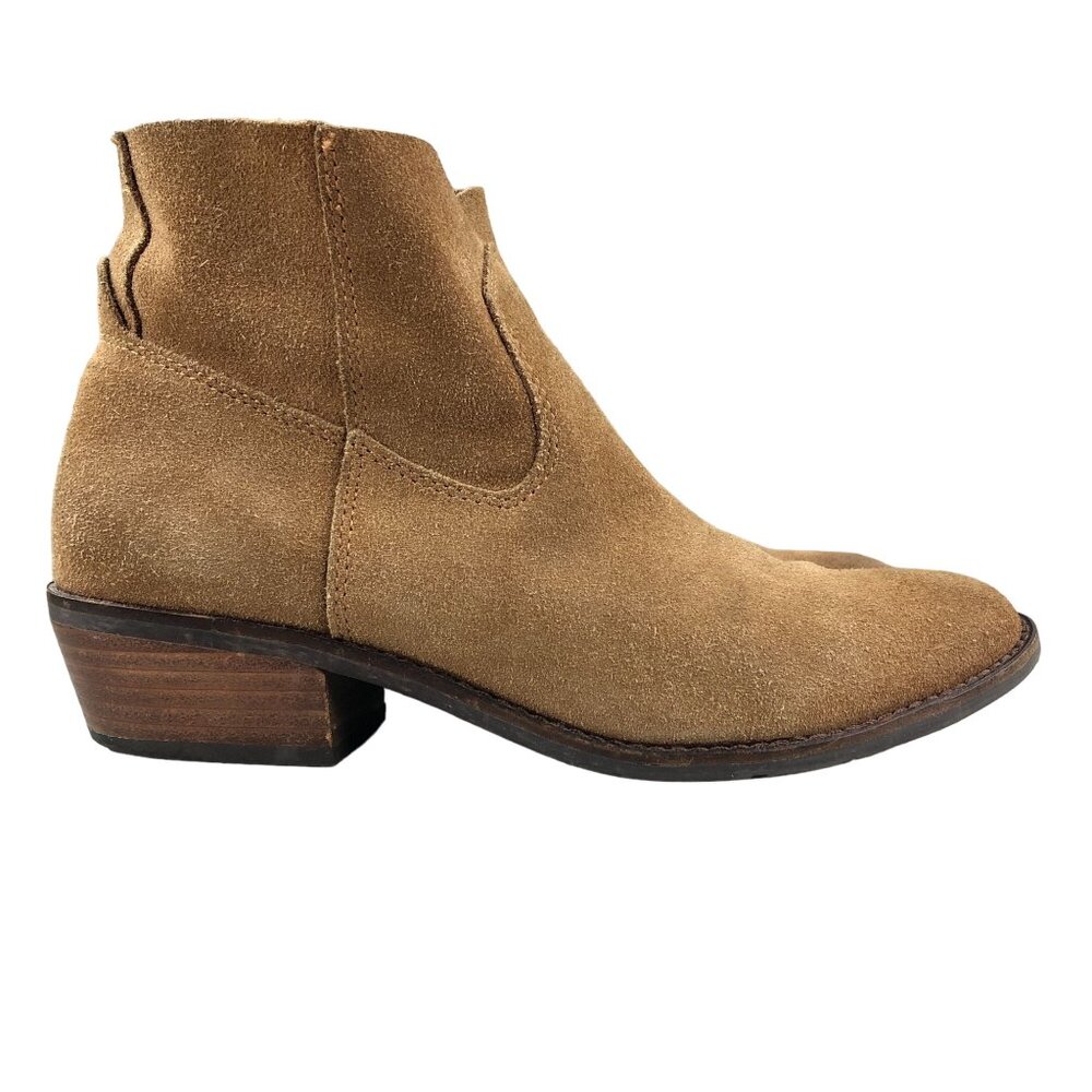 DV Dolce Vita Women's Size 8 Brown Suede Block Heel Pull On Ankle Booties Boots